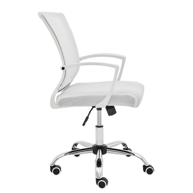 Zuna Mid-Back Office Task Chair - Ergonomic Back Supporting Mesh Back Desk Chair (White/White)