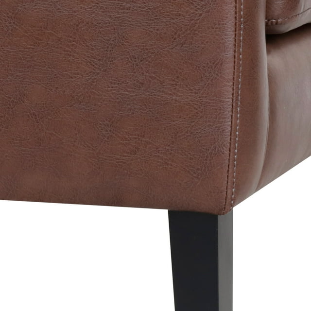 Annisa Dark Brown and Espresso Faux Leather Tufted Accent Chair