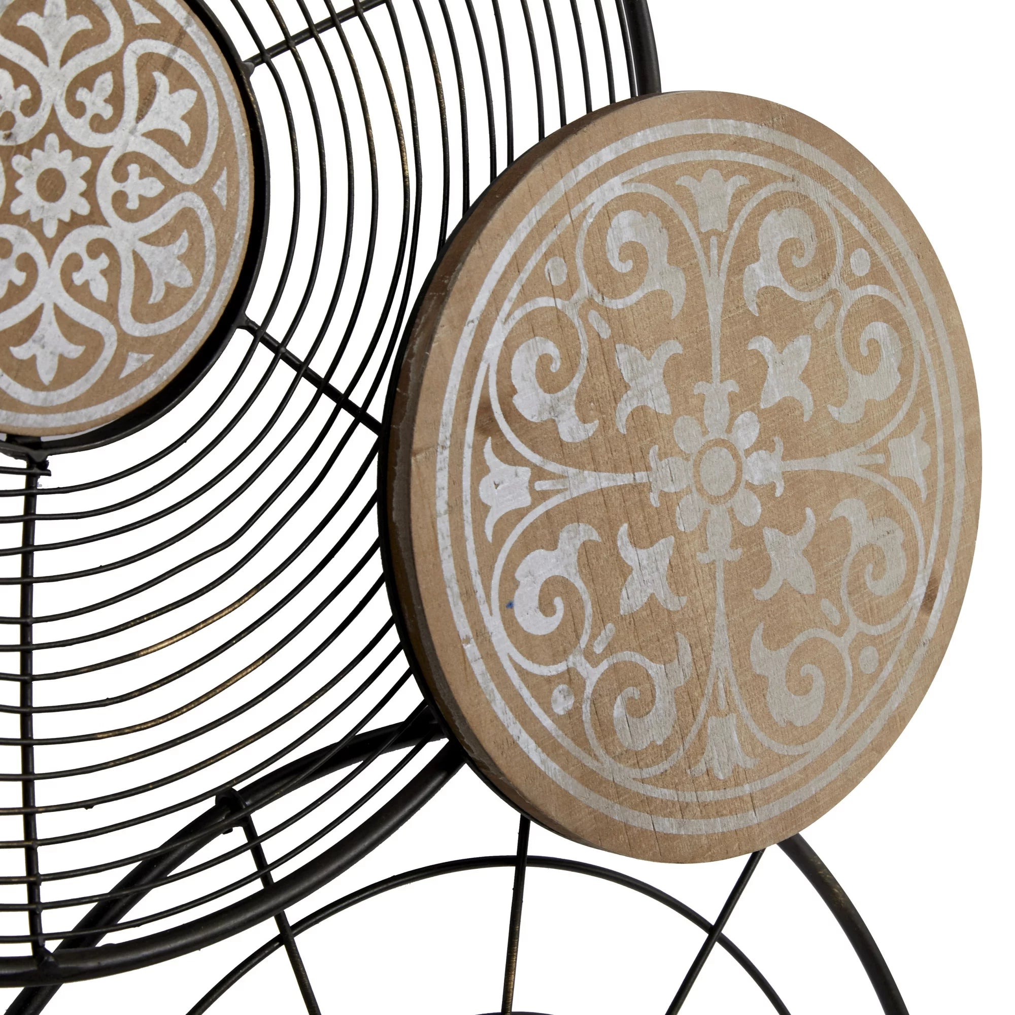 Black Metal Plate Wall Decor with Intricate Pattern