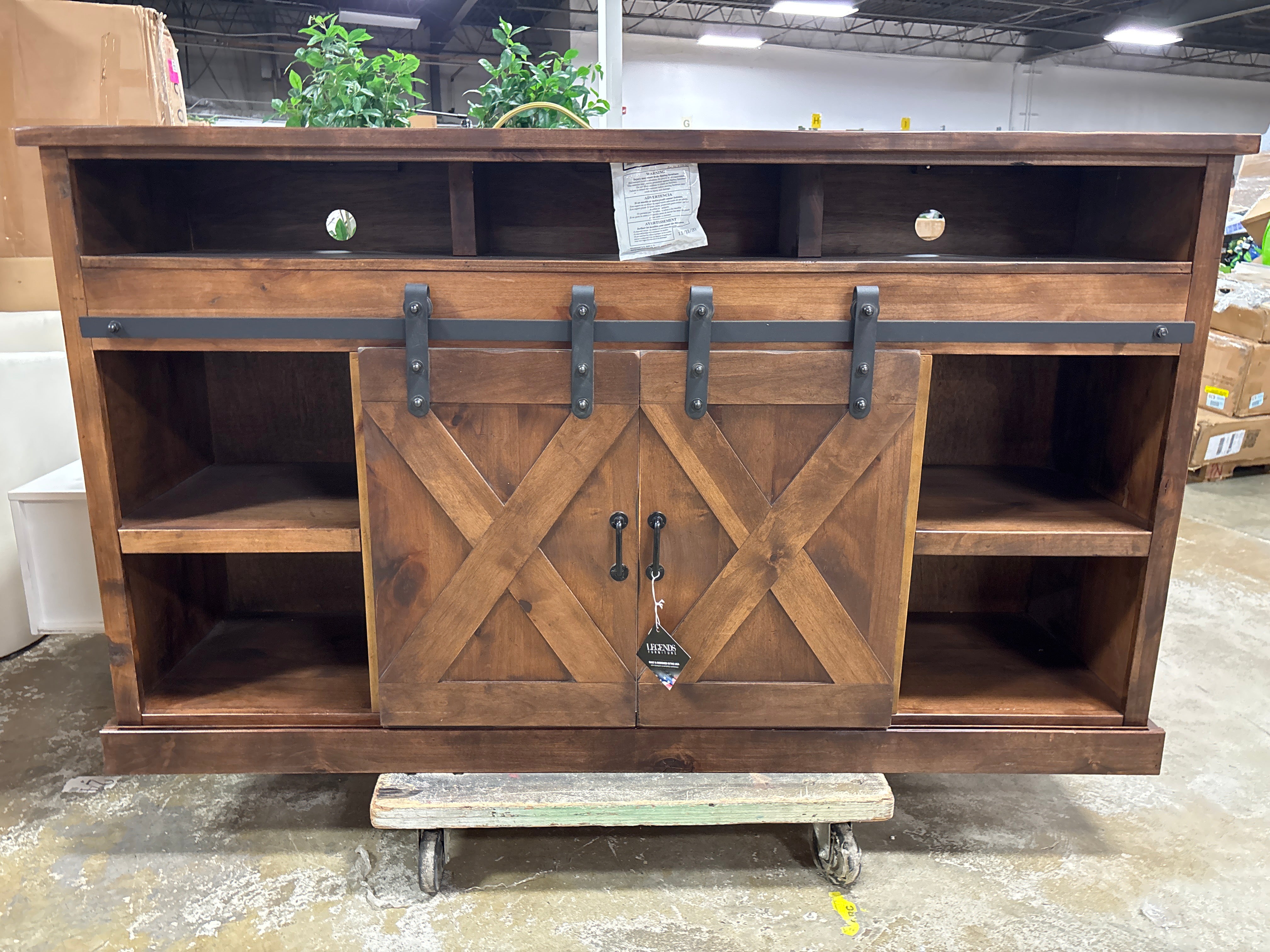 66" Electric Fireplace TV Stand - Aged Whiskey SHOWROOM ITEM