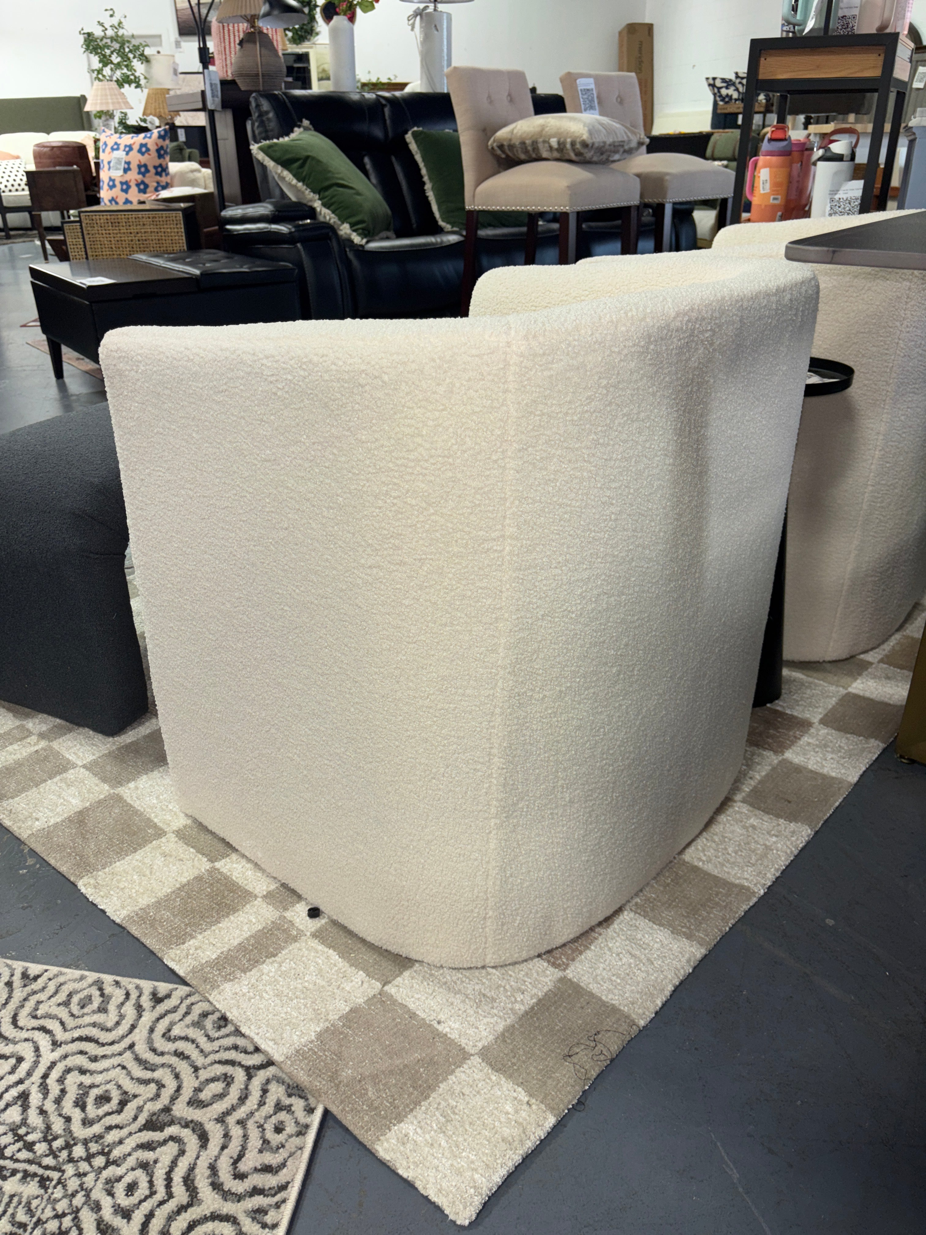 Vernon Upholstered Barrel Accent Chair - Faux Shearling Cream SHOWROOM ITEM