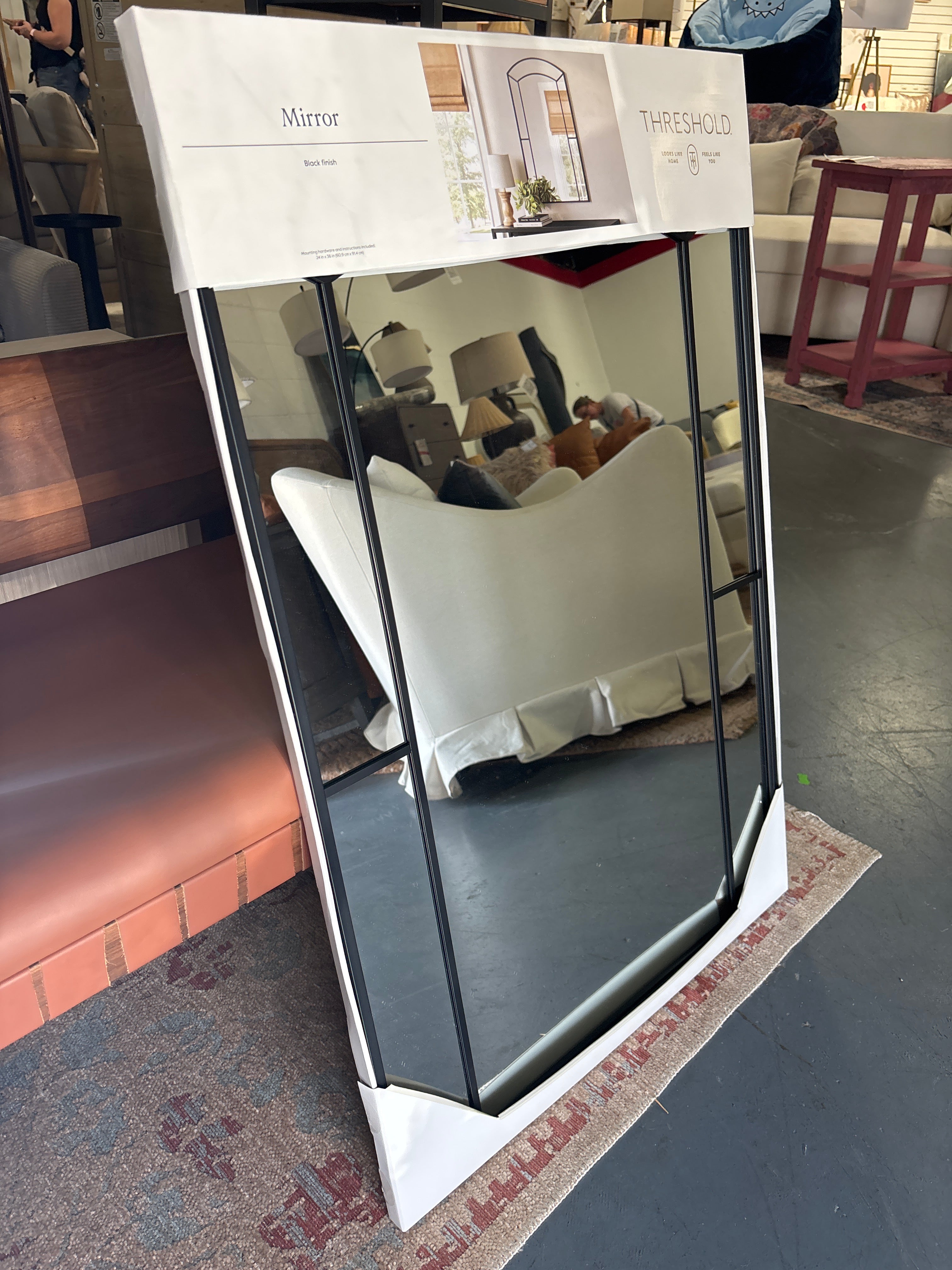 24"x 36" Window Pane Wall Mirror - Black SHOWROOM ITEM