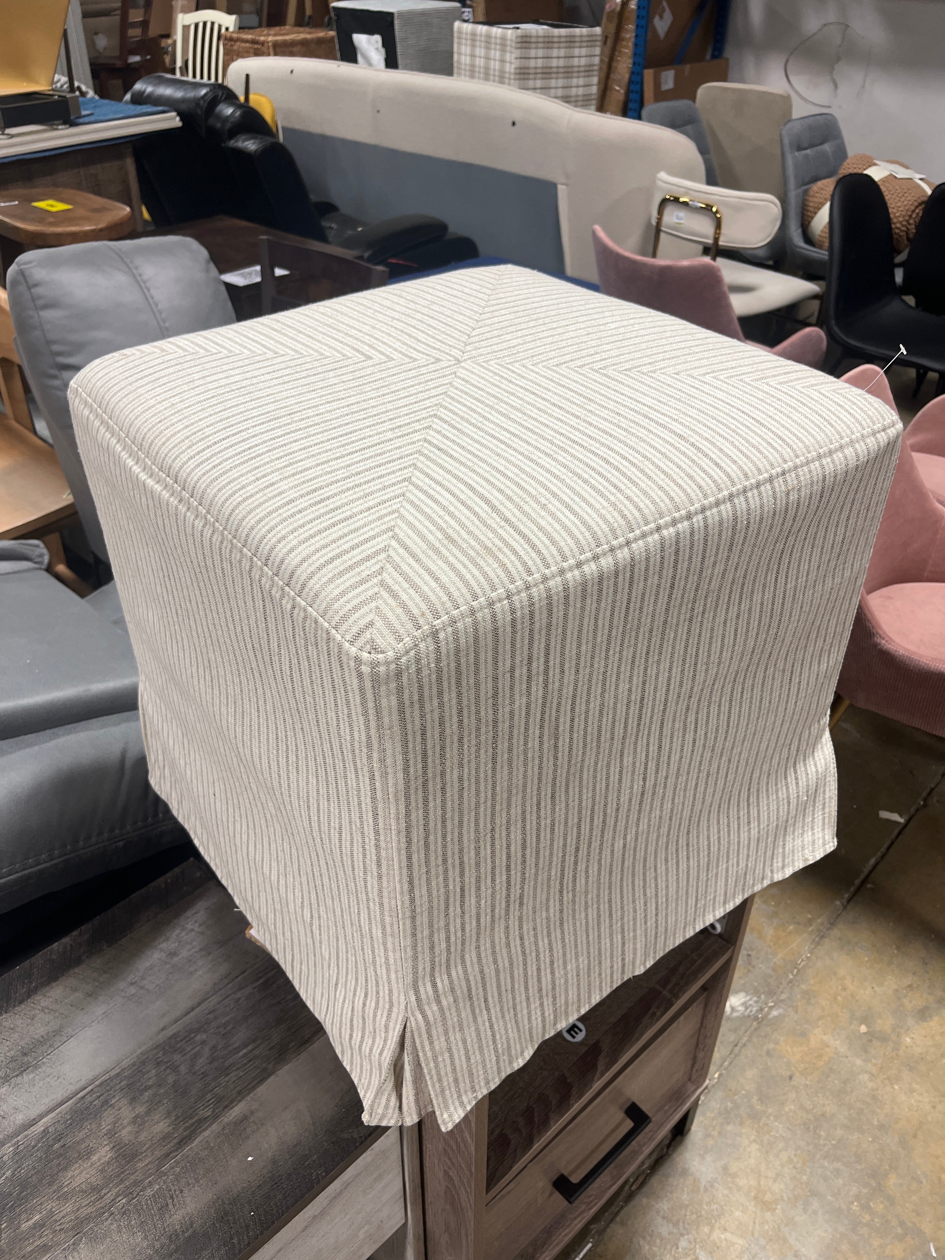 Lynwood Slipcover Cube Ottoman - Threshold™ designed with Studio McGee SHOWROOM ITEM