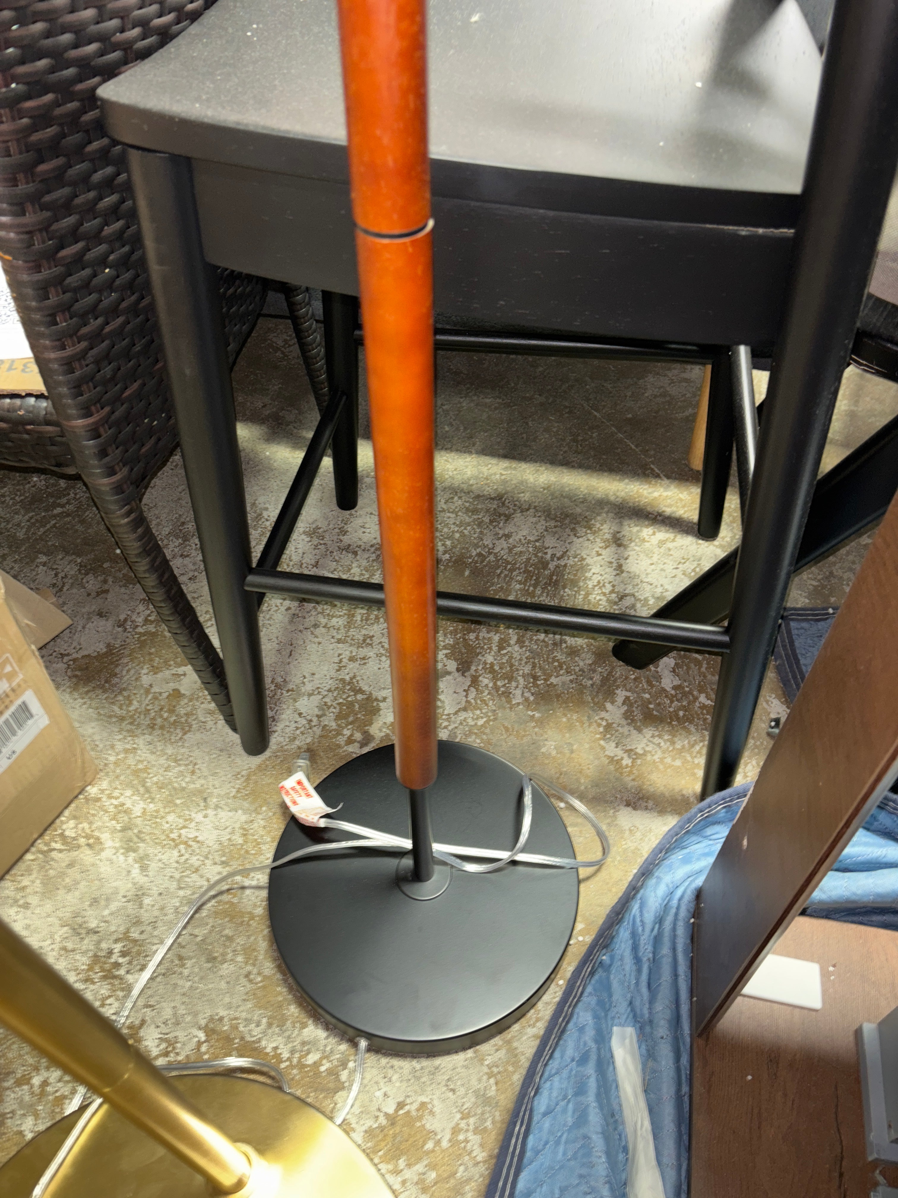 60.5"x18" Cut Off Base Floor Lamp - Black/Brown & Metal/Wood SHOWROOM ITEM