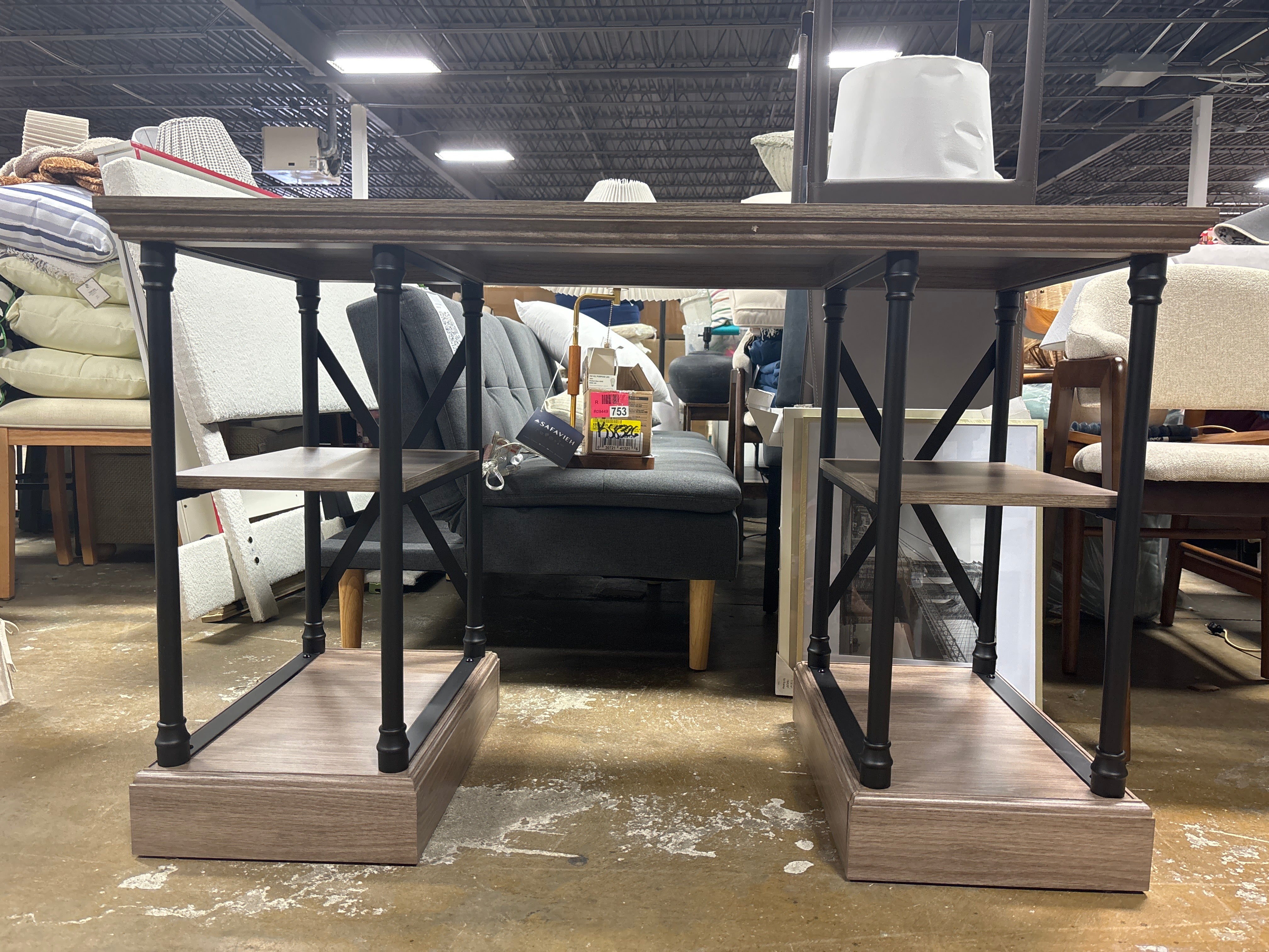 Conway Wood Writing Desk with Storage - Gray SHOWROOM ITEM