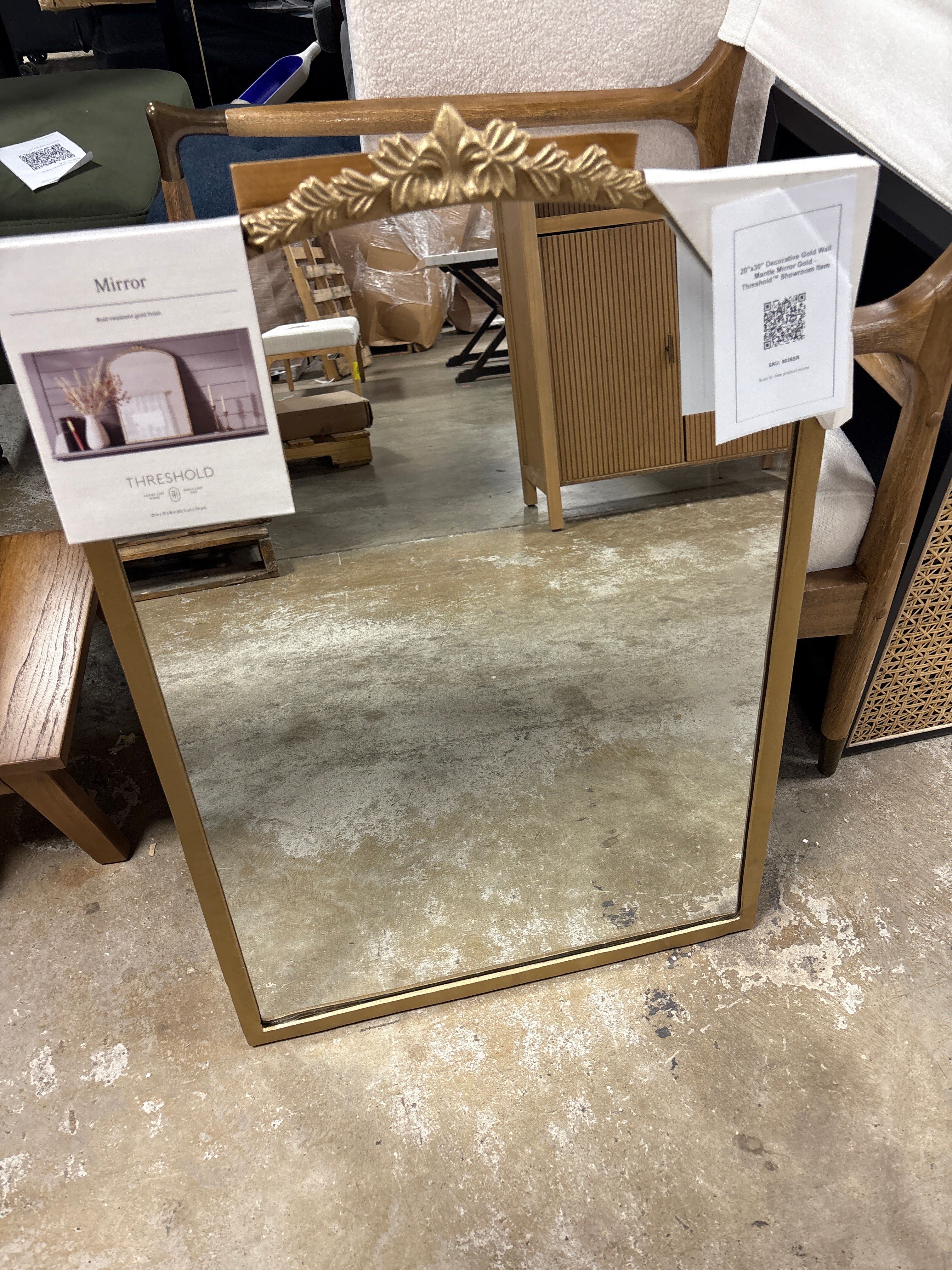 20"x30" Decorative Gold Wall Mantle Mirror Gold - Threshold™ Showroom Item