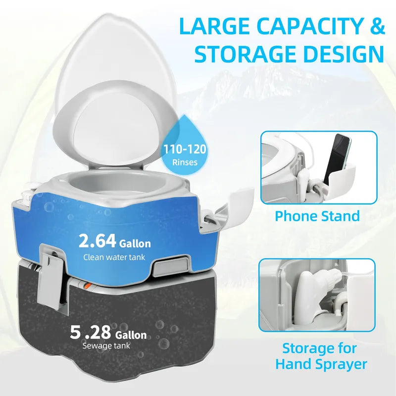 Diagonal Enlarged Portable Camping Toilet