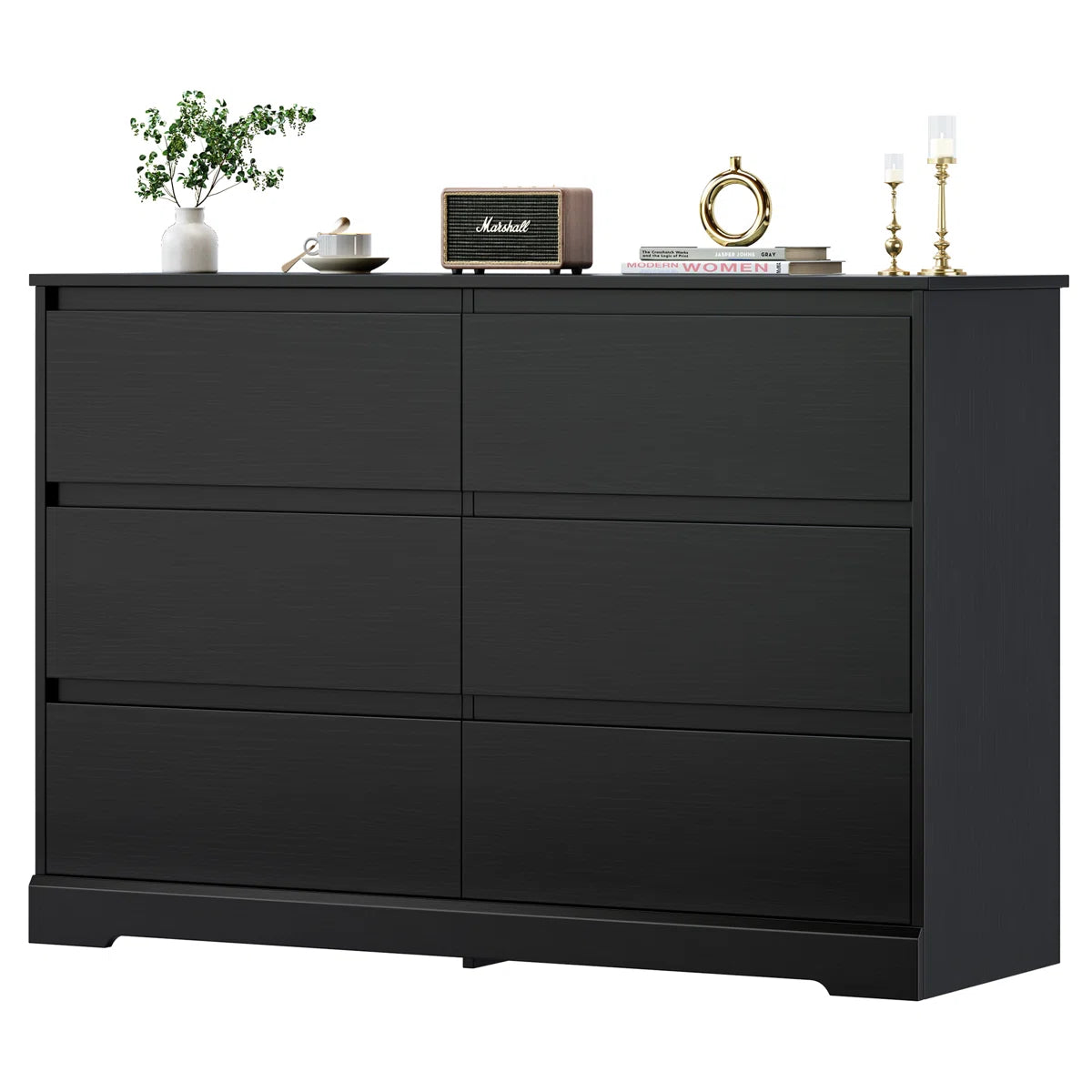 6 Drawer Wood Modern Double Dresser