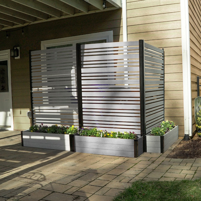 Florence Freestanding Woodtek Vinyl Privacy Screen with Planter Box (1 Screen)
