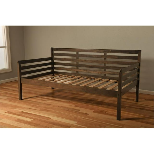 Boho Twin Traditional Solid Wood Daybed in Rustic Walnut