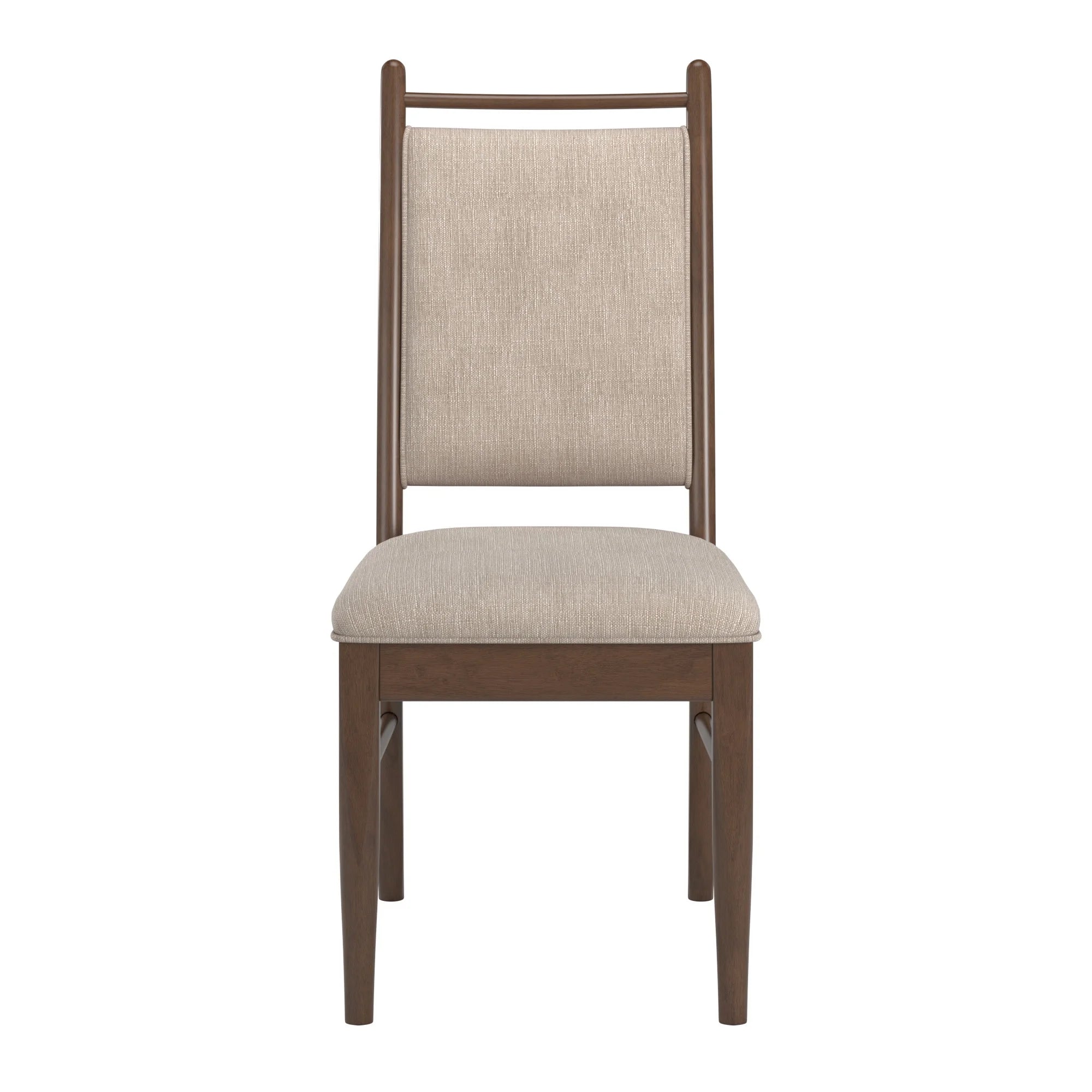 Alta Wood Finish Beige Fabric Dining Chair, Set of 2, Walnut