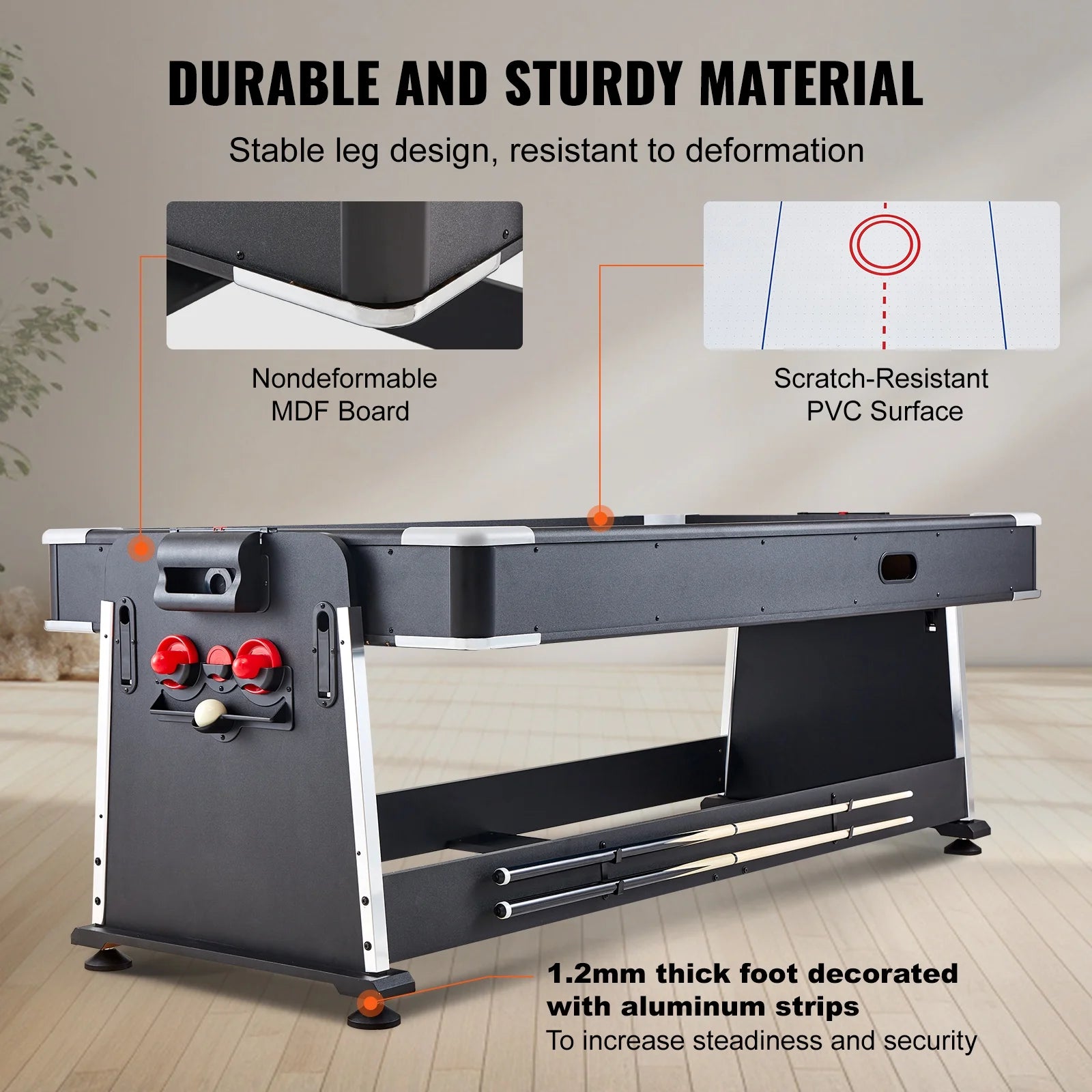 3 in 1 Swivel Multifunctional Sports Game Table with Air Hockey & Billiards/Pool & Table Tennis - TABLETOPS ONLY