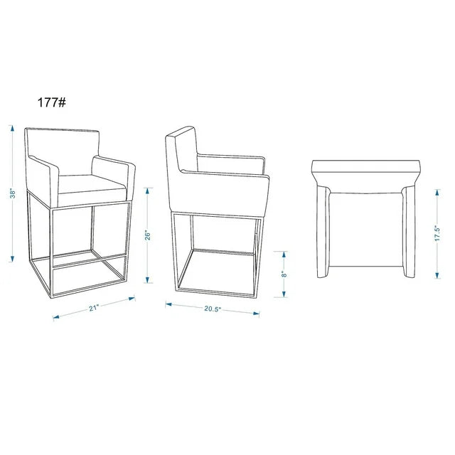 Ambassador Grey and Black Metal Counter Height Bar Stool 1-Piece