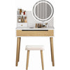 Makeup Vanity Desk, Wooden Adult Dressing Table, Makeup Table with 1 Drawers, Dressing Desk, with Touch light Mirror