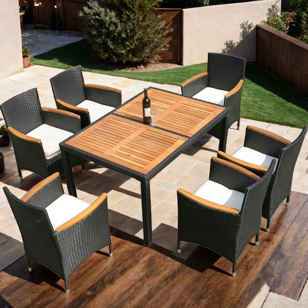 7 Piece Outdoor Wicker Sectional Dining Set