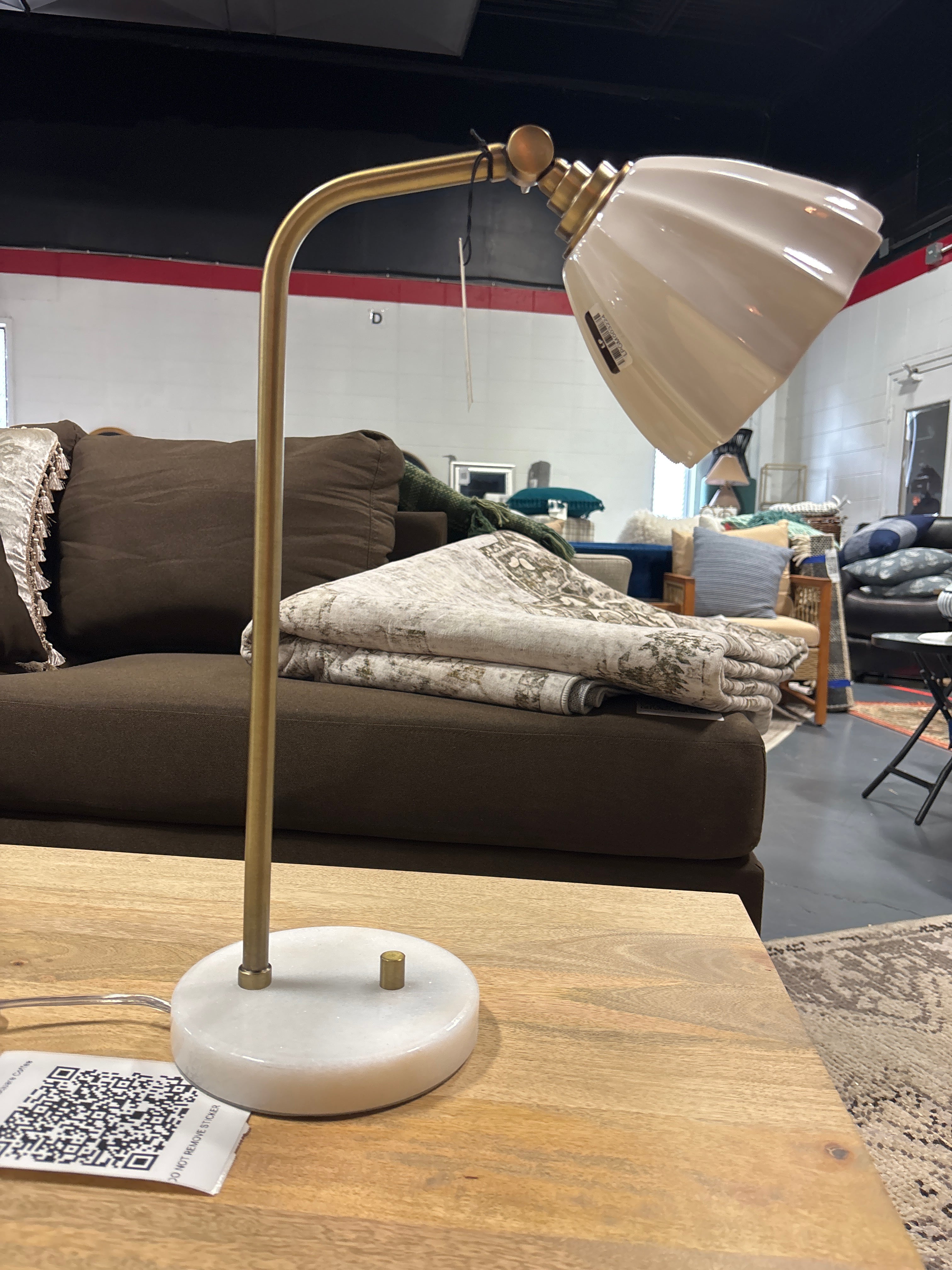 20.75" Fluted Ceramic Table Lamp with Marble Base SHOWROOM ITEM