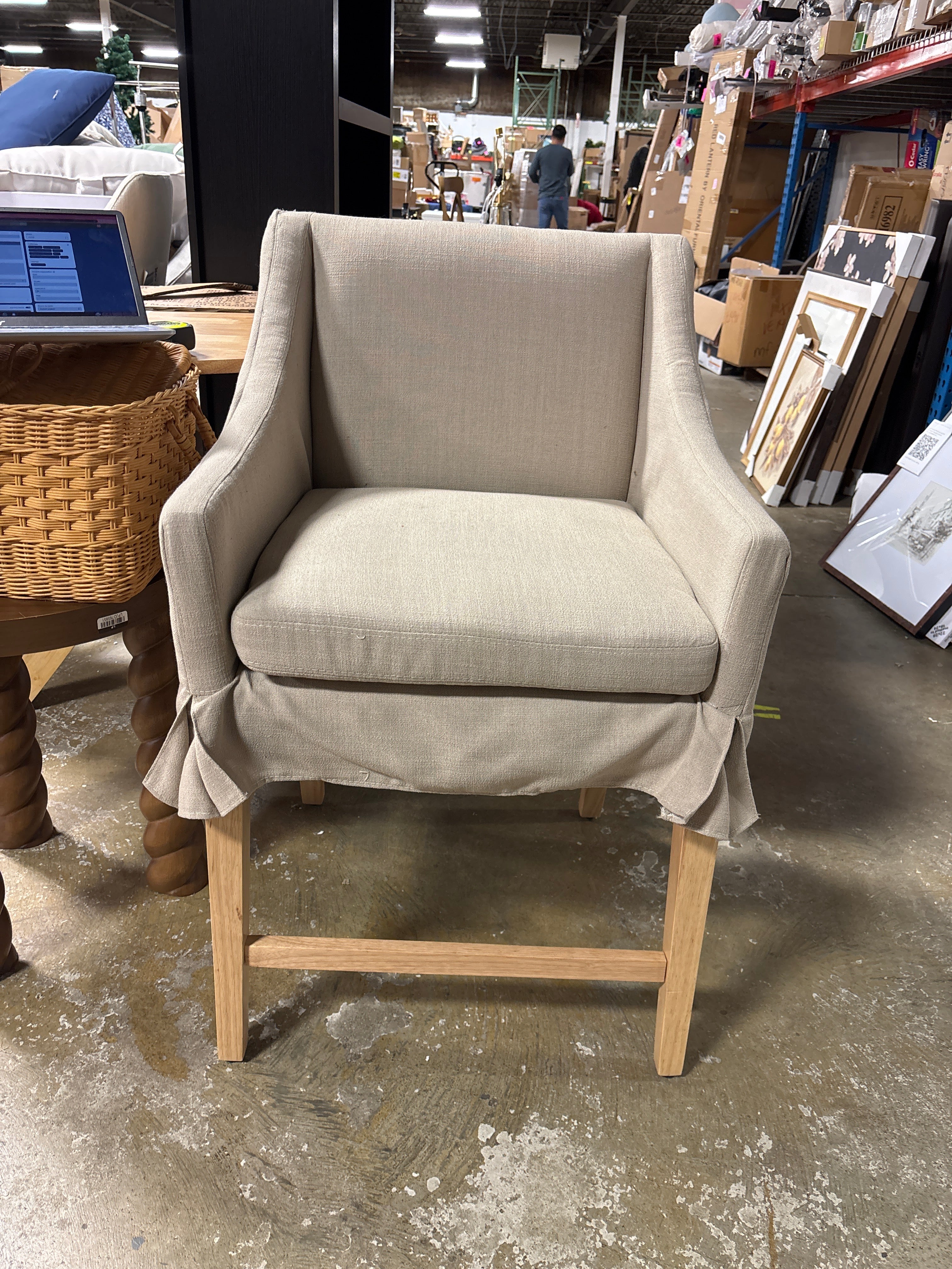 Camas Slipcover Counter Height Barstool - Khaki SHOWROOM ITEM
