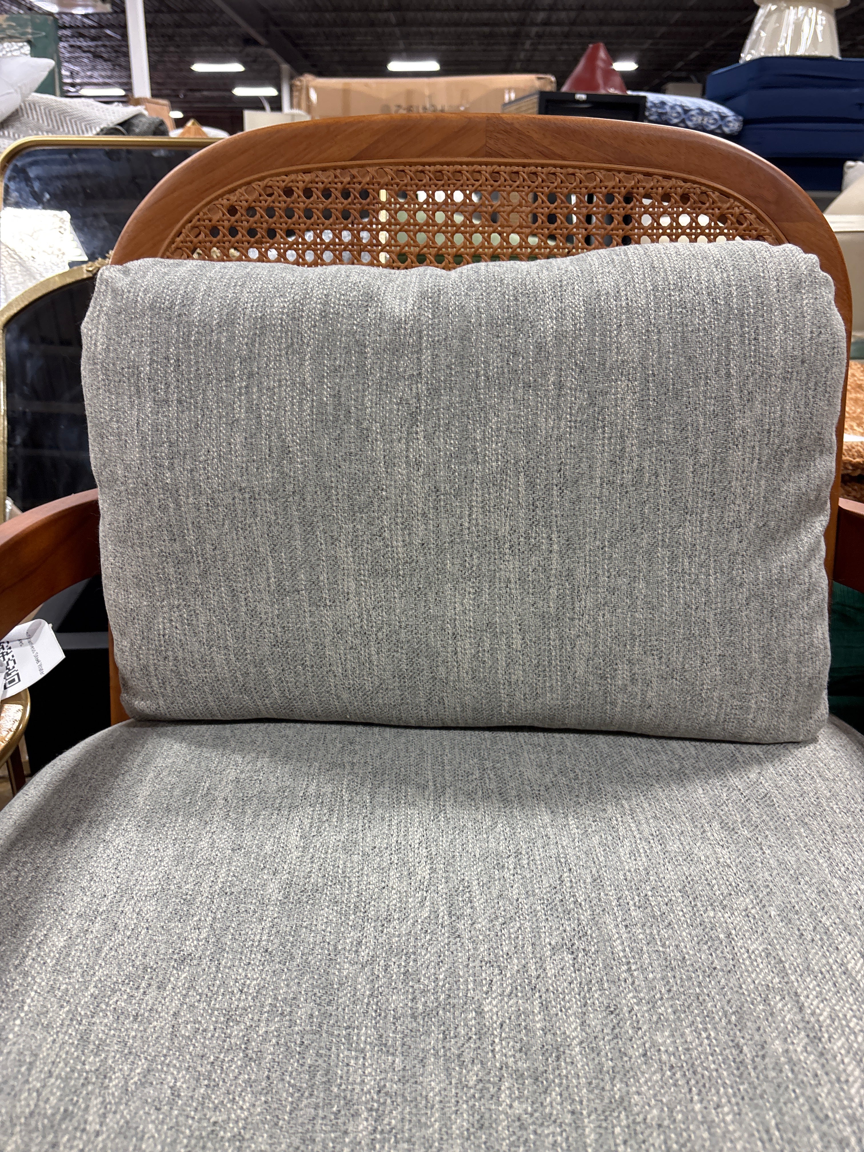 (Set of 2) Zuka Mid-Century cbModern Rattan Wooden Chair with Cushions - Walnut/Grayish Green  SHOWROOM ITEM