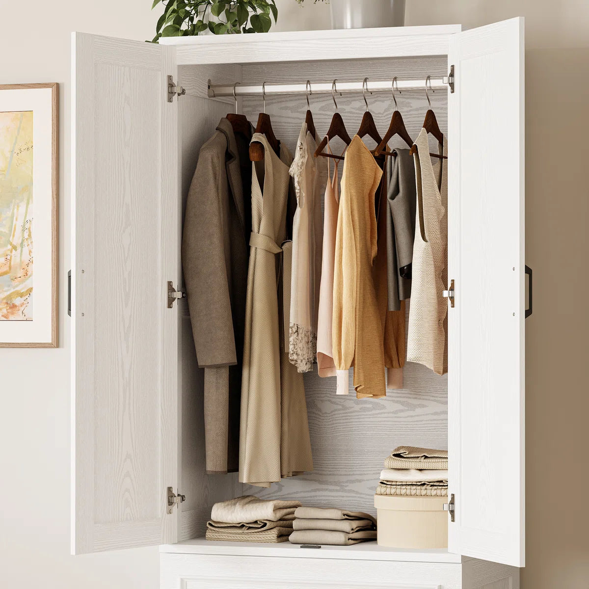 Armoire Wardrobe Closet With 2 Doors & 2 Drawers
