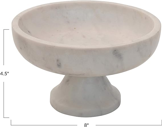 Marble Footed, White Bowl