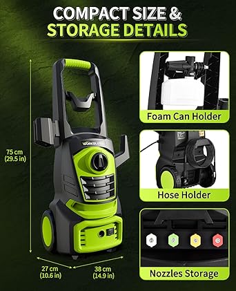 Electric Pressure Washer with 4 Quick Connect Nozzles