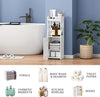 Bathroom Storage Cabinet, White Bathroom Floor Cabinet Freestanding Organizer with Door and Open Shelf for Kitchen Living Room Narrow Space