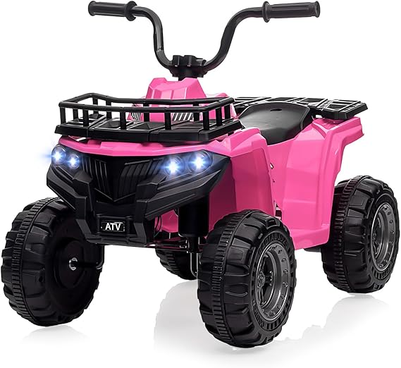 12V Kids Ride On Electric ATV, Kids 4 Wheeler Quad ATV Play Car with High/Low Speed, Treaded Tires, Rubber Handles, Electric Ride On Toy, Led Light