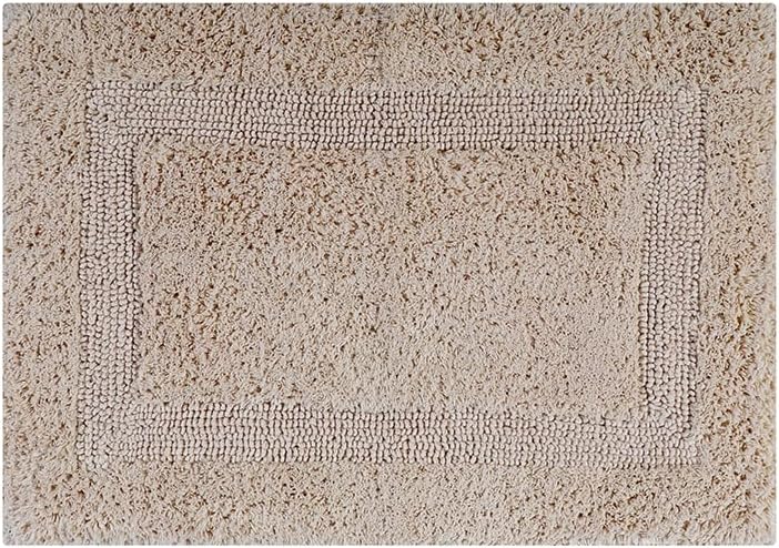 100% Cotton Lux Collection Bath Mats, Sand Bath Mat - Tufted, Reversible & Absorbent & Machine Washable Bath Mats for Bathroom Floor, Shower & Sink Bath Mat Rug, 17" x 24" (Set of 2)