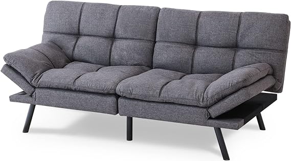 Bed,Memory Foam Convertible Loveseat Couch, Sleeper Sofa Modern Futon Sets Sofabed, Grey