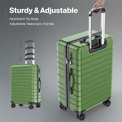 3 Piece Luggage Set - Hardside Luggage Sets with Spinner Wheels, PC + ABS Durable Lightweight Hardshell Suitcase Set with TSA Lock (Green)