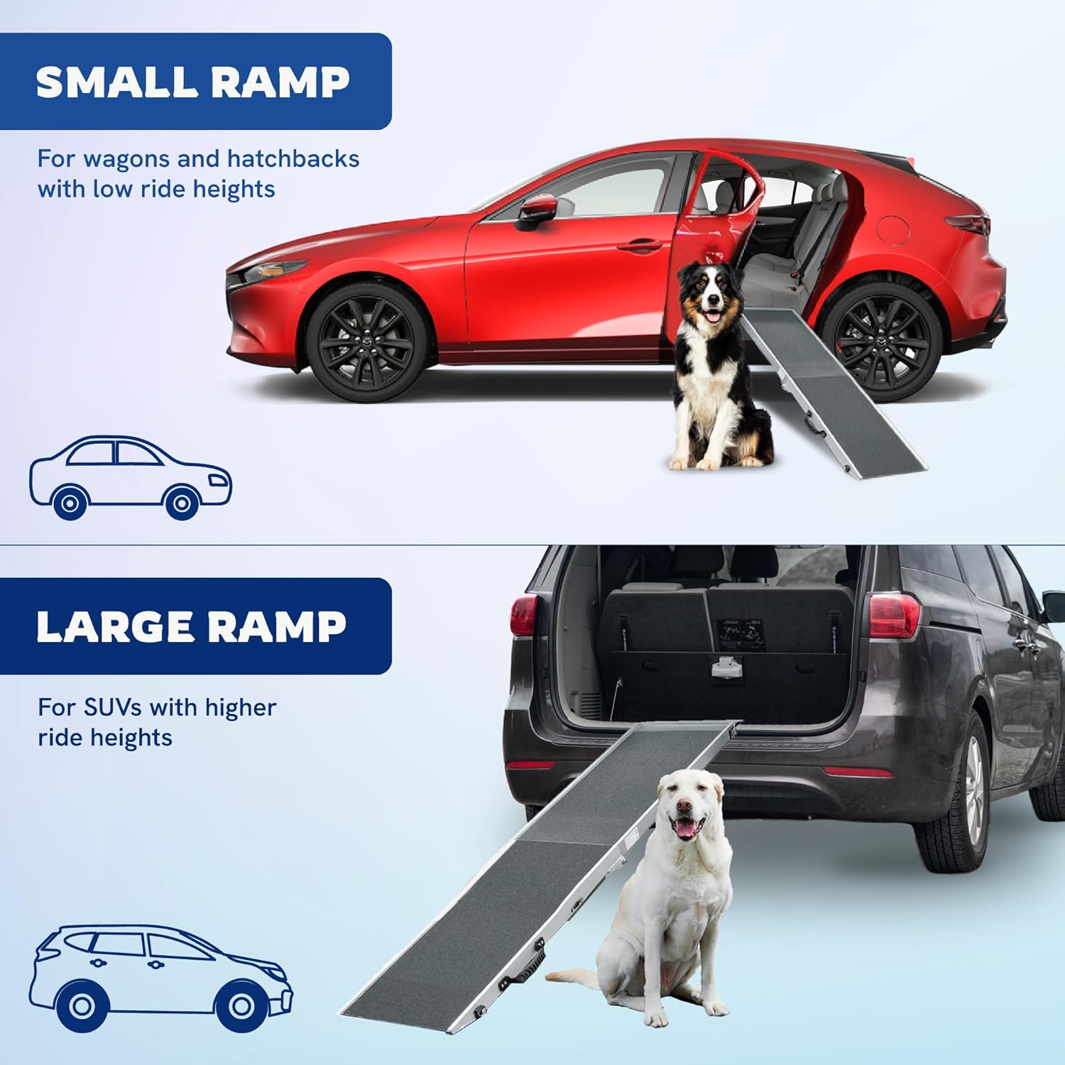 Foldable Aluminum Dog Ramp, Pet Ramp for Car, Portable, Heavy-Duty, Outdoor Use, Black