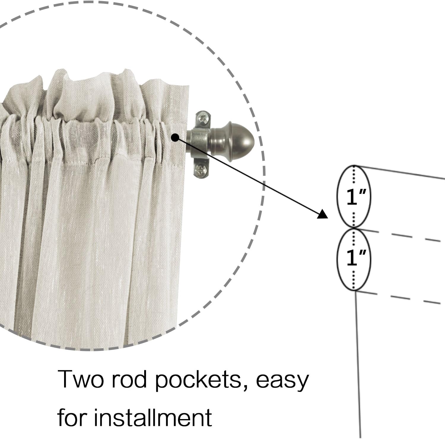 Linen French Door Curtains Privacy Light Reducing Door Curtain with Tieback Rod Pocket Curtain 1 Panel