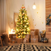 Pre-lit Artificial Pencil Christmas Tree Hinged Fir PVC Tree with 150 LED Lights