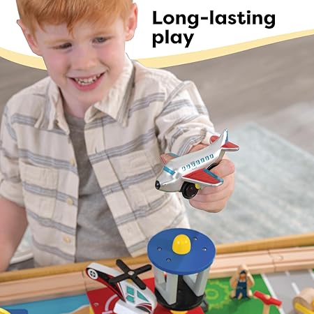 Waterfall Mountain Wooden Train Set & Table with 120 Pieces, 3 Storage Bins