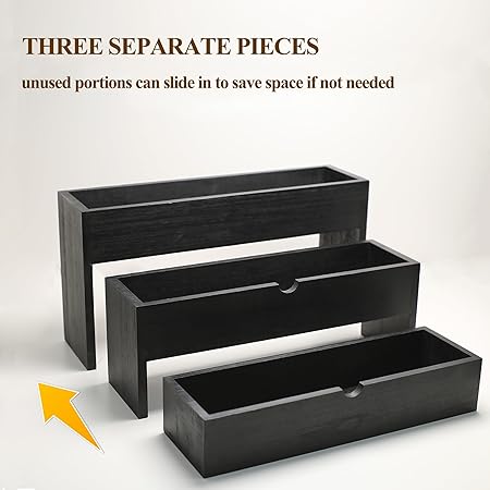 Black Wood Coffee Syrup Rack Organizer, 3-Tier Separated Bottle Holder for Coffee Bar, 12 Bottle(750ml) Storage Stand for Syrup, Wine, Dressing