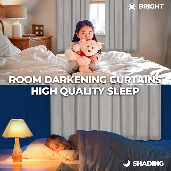 Blackout Curtains, Room Darkening Window Accent for Bedroom, Sun Blocking, Thermal, Set of 4 Panels, 8 Grommets, Chrome