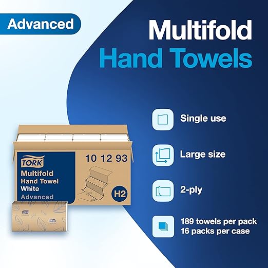 Xpress Soft Multifold Hand Towel White with Grey Leaf Print, Absorbent, 189 Towels Per Pack, 12 Packs, Fits H2 Towel Dispensers