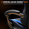 Video Game Desk Chair - Ergonomic Computer with Footrest and Comfy Lumbar Support, PU Leather Recliner with Headrest, Fixed Up Armrest, Height Adjustable with 360° Swivel, for Adults, Blue