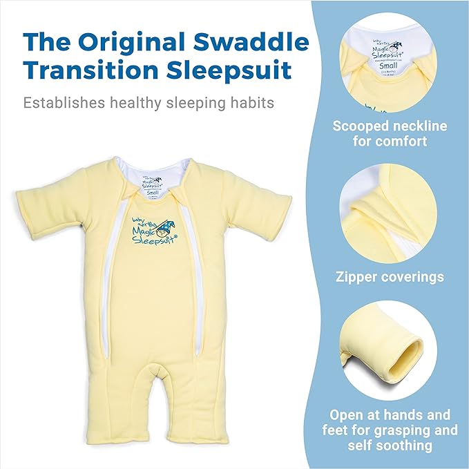 Baby Merlin's Magic Sleepsuit - 100% Cotton Baby Transition Swaddle, Yellow - 3-6 Months