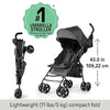 3D Mini Convenience Stroller – Lightweight Stroller with Compact Fold, Multi-Position Recline, Canopy with Pop Out Sun Visor – Umbrella Stroller, Blue/Black