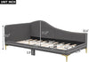 Twin Size Upholstered Daybed with Headboard and Armrest, Support Legs, Grey