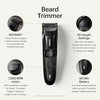 Men's Beard Trimmer, 20 Length Adjustable Blade Wheel, Stainless Steel T-Blade for Precision Facial Hair Trimming, Cordless Waterproof Wet/Dry Clipper