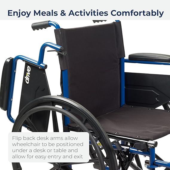 Blue Streak Lightweight Wheelchair with Swing-Away Elevating Leg Rests and Flip-Back Arms