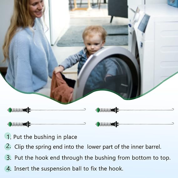 Washer Suspension Rod Kit (4 Pcs) fit for whirlpool