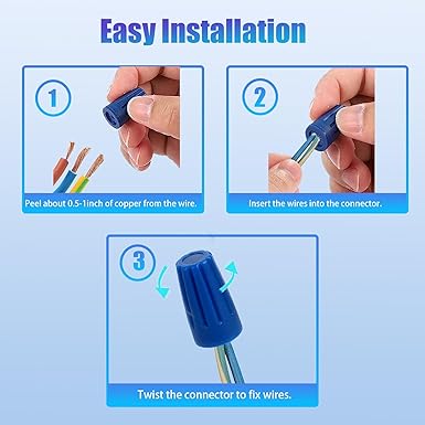 30PCS Waterproof Wire Electrical Connectors, Outdoor Seal Electrical Twist Nuts Caps Cable Terminal Connector for Landscape Light, Irrigation Valves, Wet Location Installation, Blue