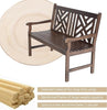 Outdoor Acacia Wood Garden Bench with Backrest and Armrest, 2-Person Slatted Seat