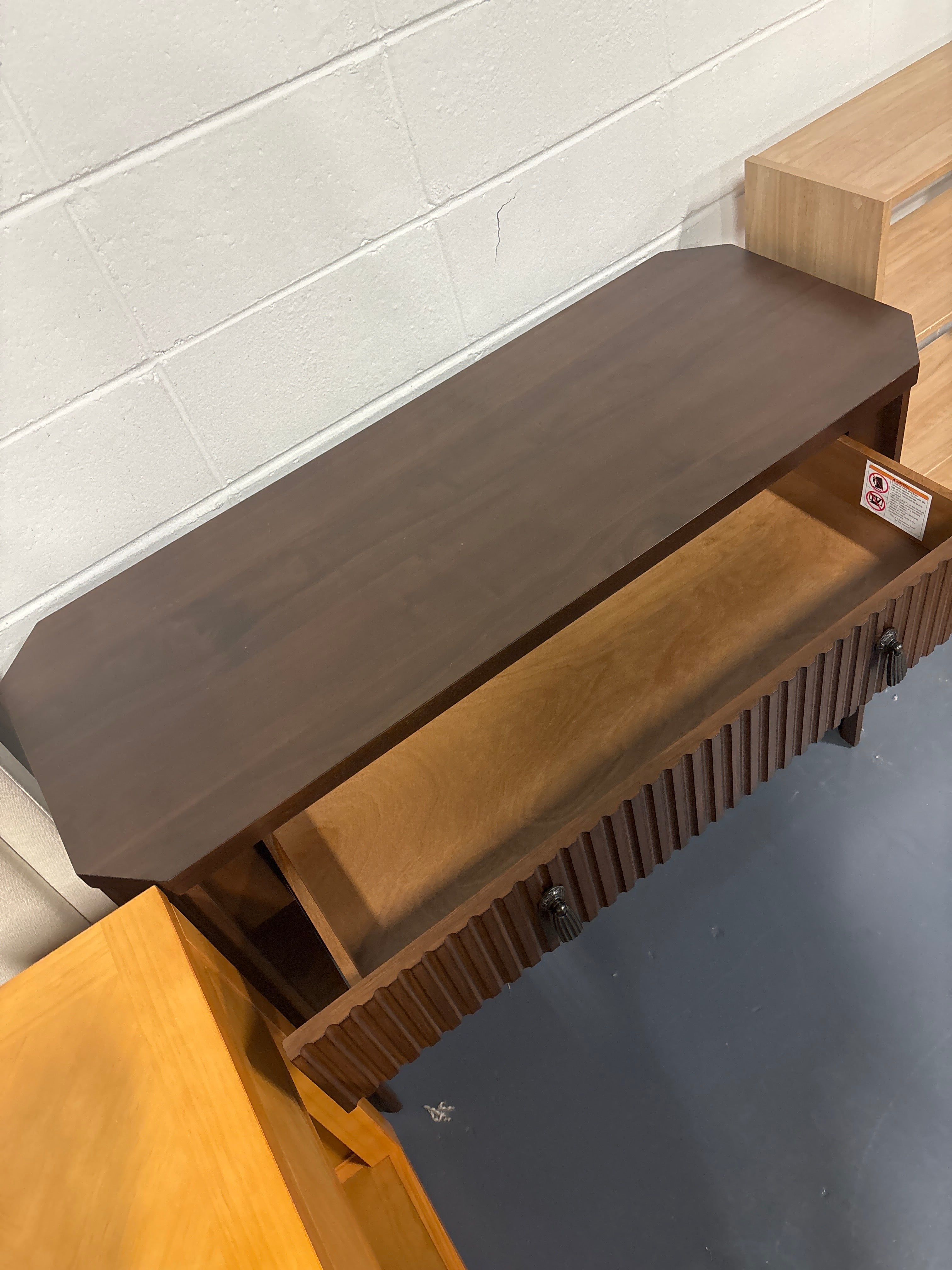 46" Laguna Nigel Fluted Wooden Console Table - Brown SHOWROOM ITEM