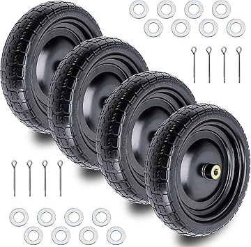 Flat Free Wheels Solid Tires, 4-Pack Set