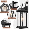 2-Pack Dusk to Dawn Large Outdoor Wall Lights, Exterior Light Fixtures Porch Lights Tempered Clear Glass, IP65 Waterproof Anti-Rust Outside Wall Sconces Matte Black Wall Lanterns