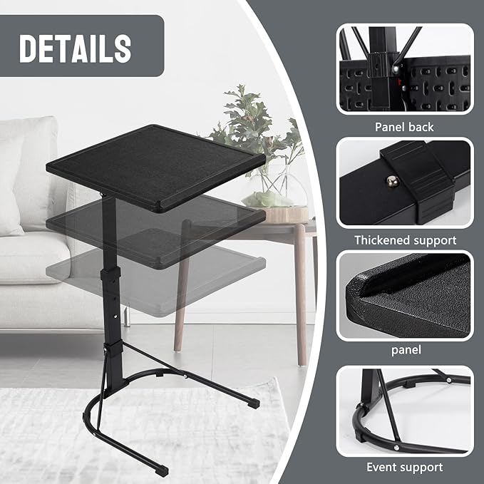 Folding TV Tray Table, Multi-Functional Personal Activity Table,Adjustable Height TV Dinner Table, Foldable Tray Table for Dining and Laptops,Space Saving